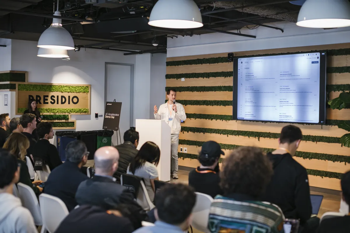 Presenting Rex at the Vercel AI Accelerator Demo Day at Presidio